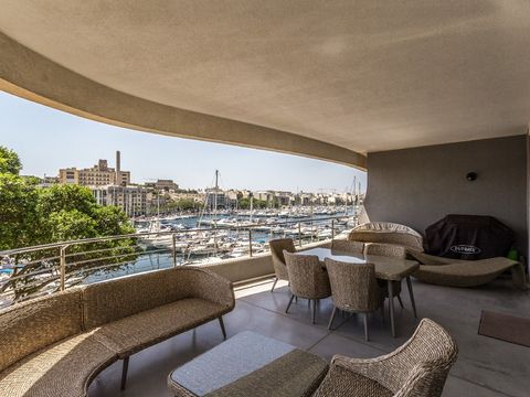 Very spacious corner apartment in this prestigious modern block facing Ta'Xbiex waterfront Marina. The property benefits from amazing natural light which has been softened by designer window treatments. Designer finished and furnished throughout this...