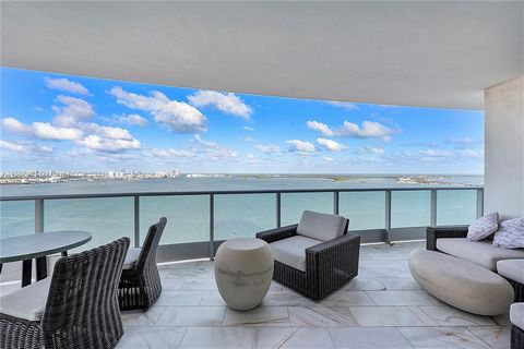 Experience the luxury of Jade Residences at Brickell with direct panoramic views of the ocean on the most sought-after corner unit. Unit is furnished and features a state-of-the-art kitchen with designer cabinetry, stainless steel appliances, cappucc...