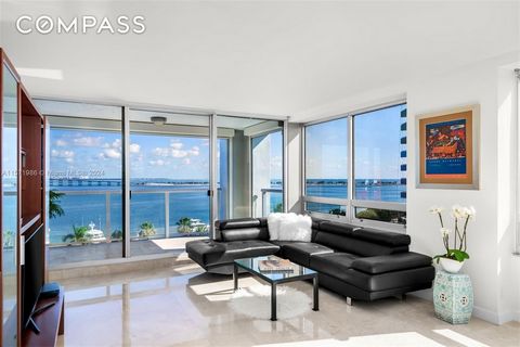 This coveted 01 Line 2/2 at the Palace Brickell showcases dynamic 8th floor Bay & Skyline views. Modern 2022 renovated kitchen features vibrant cityscape views. Amazing Bay views from primary bdrm w/updated bath. Step out to one of the 2 sleek balcon...