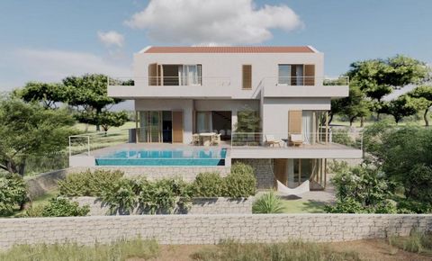 Modern villa with pool under construction on the island of Pag in JAKIŠNICA, 200 meters from the sea only! Total area of villa is 312 sq.m. Land plot is 290 sq.m. The villa is divided into three floors where in the basement we find a garage, laundry,...