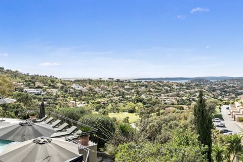 Villa for sale in Sainte Maxime with lovely sea view. villa completely renovated in 2023. The house lies in a quiet setting on 4.150m2, superb view over the golf course and sea view. The villa offers you: entrance, living room with its fireplace, a s...