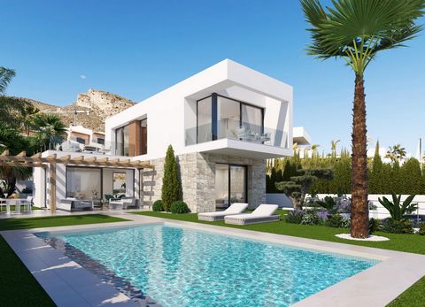 Luxury detached villas with sea views in Benidorm. Luxury villas with garden and private pool in Benidorm, with sea views, close to all services. These 3-bedroom, 3-bathroom homes include air conditioning, high-end appliances, home automation, and ot...