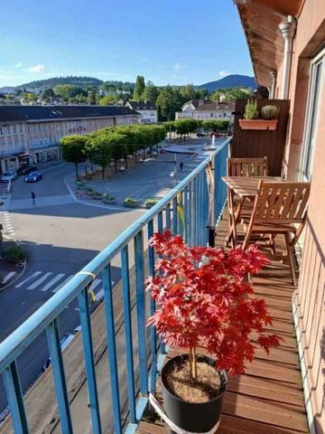 Artère principale de Saint-Dié, appartement situé au 3e et dernier étage, très belle vue. Vaste entrée, pièce de jour avec accès balcon, cuisine équipée, deux chambres, salle de bains (douche), W.C. Appartement très lumineux grâce à sa position trave...