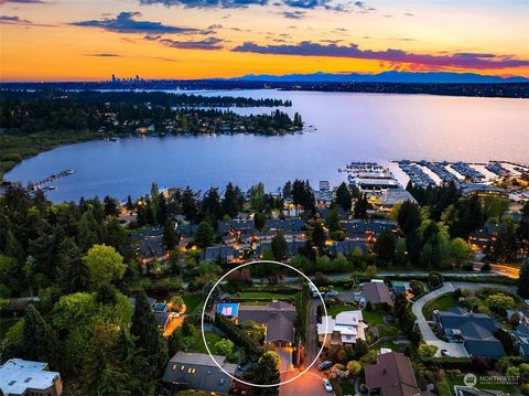 Explore this masterpiece of luxury living with modern design and panoramic Lake Washington and Seattle skyline views from all west facing rooms. Remodeled in 2017 by Hatano Studio, this home features two chef's kitchens, an expansive great room, heat...