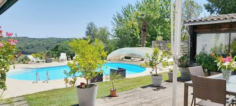 Beautiful location for this rather unusual character house, with a south-facing swimming pool overlooking the valley. With several independent entrances, it has the potential to be partly rented out as a gîte or chambres d'hôtes. Approx. 214 m², it c...