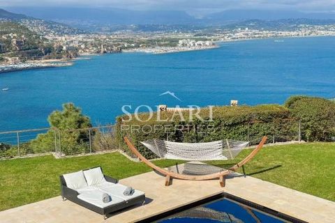 Sole agent : In a sought-after neighborhood of Théoule-sur-Mer, 5 minutes walk from the beaches, restaurants, ports and shops of the village, beautiful villa with swimming pool in perfect condition offering a panoramic sea views of the Cannes bay and...