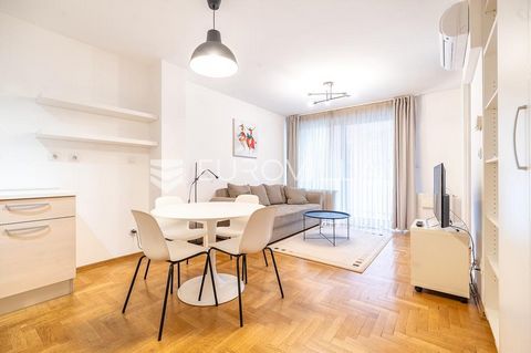 Center, Ljudevita Posavskog, furnished one-room apartment with an closed area of 45.59 m2 on the first floor of a well-maintained building of recent construction. The apartment consists of an entrance hall, kitchen and living room, one bedroom, bathr...