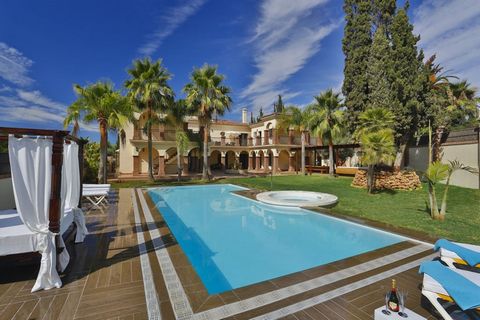 Located on the beach side of the most exclusive area of Marbella, this charming Andalucian style villa is only a few minutes walk from the amazing beaches, restaurants and amenities of the Golden Mile. The property can sleep up to 28 guests - the mai...