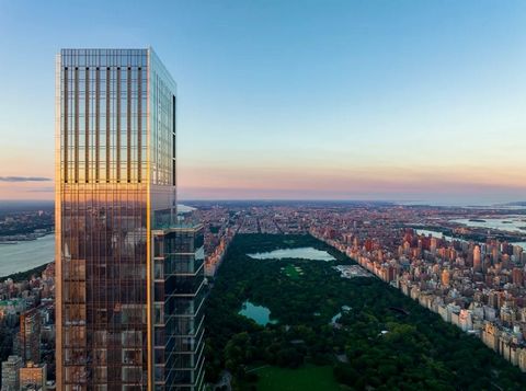 Wznoszący się 1416 stóp nad Nowym Jorkiem w najwyższym wieżowcu mieszkalnym na świecie, penthouse Central Park Tower pretenduje do tytułu najwyższej rezydencji - i najwyższego tarasu - na świecie. Ta jedyna w swoim rodzaju rezydencja zajmuje trzy naj...