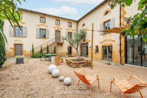 Located in the town of Bagnols, this golden stone building of 350m2 of living space, completely renovated in the last 2 years, is erected on a plot of 3.8 hectares. Thanks to its outdoor layout, several plots with boxes have already been fenced to ac...