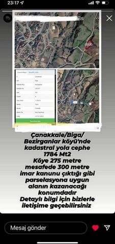 In Biga Bezirganlar Village, the front of the cadastral road is 1784 square meters, 275 meters away from the village, 370 meters when the zoning law is enacted, our place is waiting for its new owner in the nature where the buyer will win...   This l...