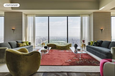 CLOSINGS HAVE COMMENCED. Live in a modern masterpiece, perfectly centered on Central Park and New York City.Direct elevator entry leads into a sprawling full-floor, three-bedroom, three-and-a-half-bathroom residence that encompasses 3,873 square feet...