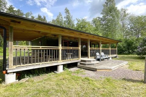 A warm welcome to Gråbo and this cozy cabin with a unique and private location in the beautiful Småland forests. A lovely log cabin with beautiful details both inside and out. The cottage is located at the end of a private road, so you can really enj...